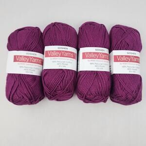 4 Valley Yarns Goshen Mulberry 0019, 92 Yards 50 g. Cotton Modal Silk NWT